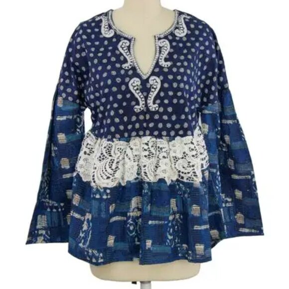 Saachi Embroidered Printed Cotton Top – Boho Elegance Meets Everyday Comfort - Picture 1 of 9